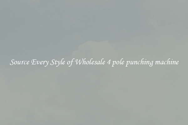 Source Every Style of Wholesale 4 pole punching machine